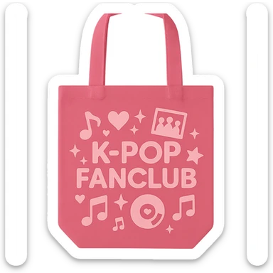 pink kpop fan club tote bag, cute and trendy sticker