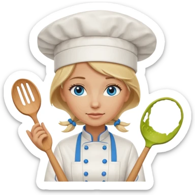 Blonde blue eyed female chef sticker