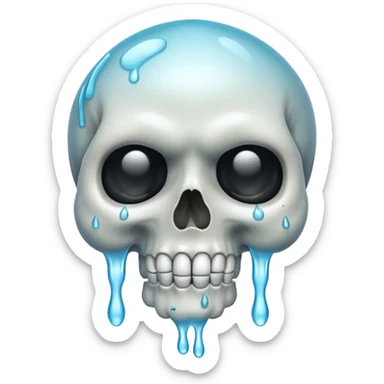 Skull smiling sweating drip sticker