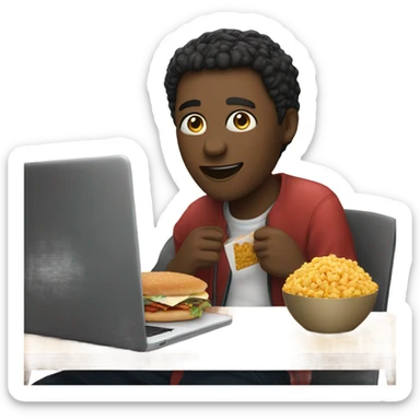 watching a movie on a laptop and having a delicious dinner on a plate next to it sticker