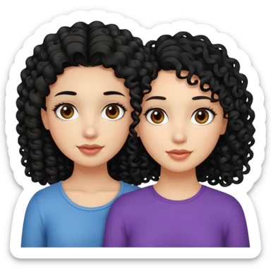 a pretty bratz fair girl with curly black hair with another girl bestfriend. Seconc girl has straight hair and is tan sticker