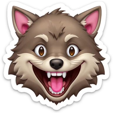 a wolf laughing really hard sticker