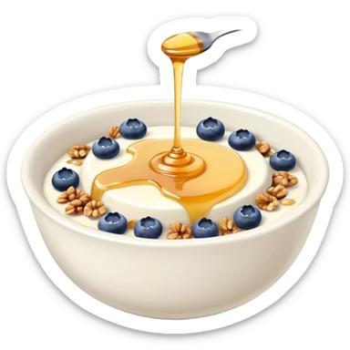 Yogurt in a bowl with granola and blueberries topped with honey drizzle sticker
