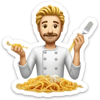 Un homme qui mangent des spaghettis bolognaise  sticker