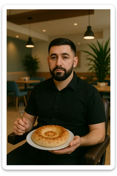 birinchidagi odamni yuziga 2 rasmdagi odamga uxshatib chizib bergin xuddu shunday non yen utirganini sticker