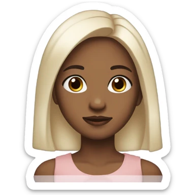 Create a girl with brown skin straight hair wearing lashes with a small white bow on the side but still keeping her hair straight and make her make a cute face sticker