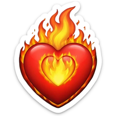 Black heart fire sticker