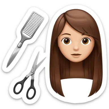 comb and scissors next to smooth hair strands sticker