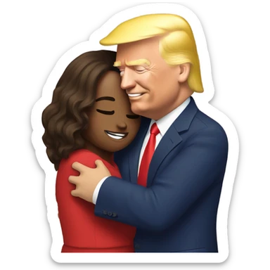Trump and Kamala hugging sticker