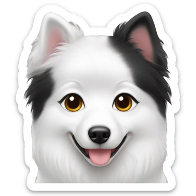 Japanese spitz dog white and black hair girl heart sticker