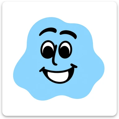 hand-drawn doodle of a blue face looking silly sticker