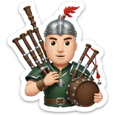 Warrior playing bagpipes chugging whiskey sticker