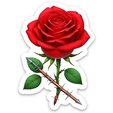 A red rose with barbwire sticker