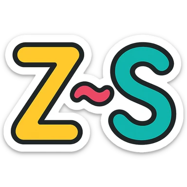 rounded friendly icon style of the letters 𝒁~𝑺, soft edges, no background sticker