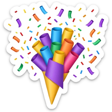 party popper, vibrant colors, confetti bursting out, cute look sticker