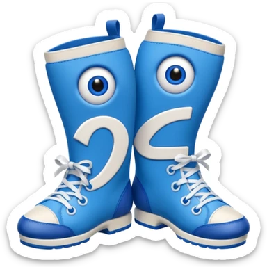 2 blue numbers 6 and 7 fused together, with cartoons eyes and blue shoes with white laces. Blue arms too. sticker