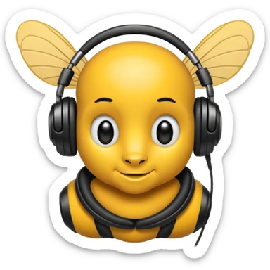 DJ bee with headphones sticker