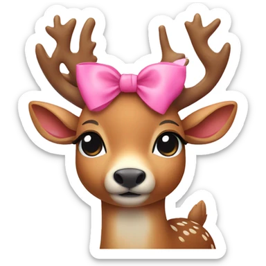 Cute deer with pink bow on its head sticker