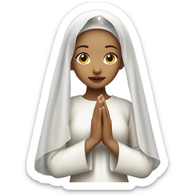 Light skin girl praying with white veil  sticker