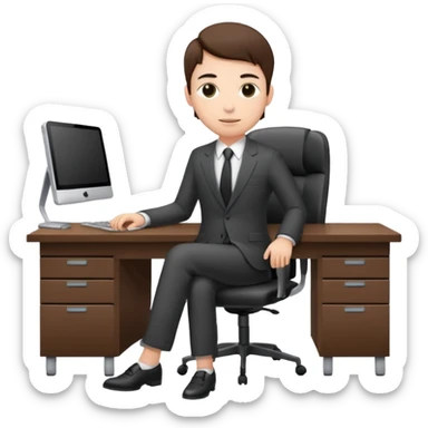 employee sitting at a desk full body sticker