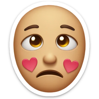 Sad face with hearts around sticker