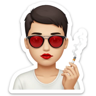 boy with piercing sunglasses blood smoking cigarette black lips sticker
