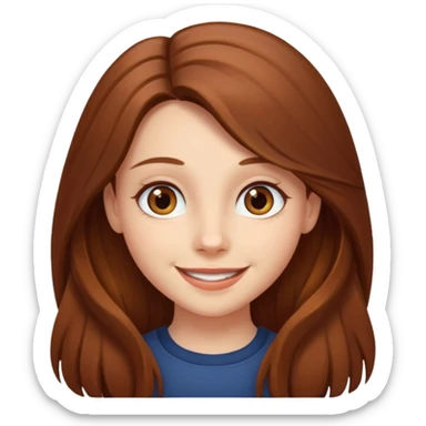 create a girl with chestnut colored long hair, hazel eyes and beautiful smile sticker