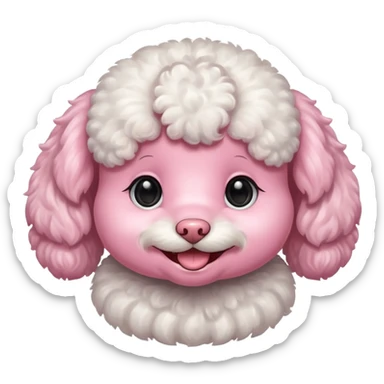 smile, baby white toy Poodle,only face  sticker