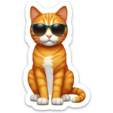 orange cat with sunglasses  sticker