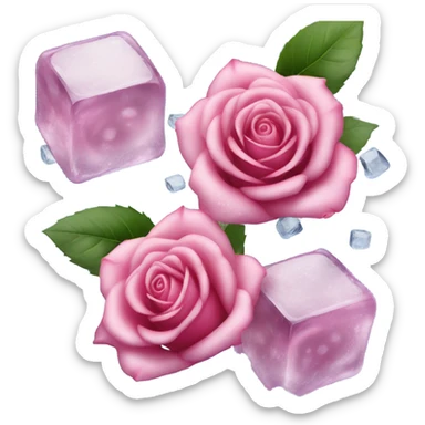 roses on ice cubes  sticker