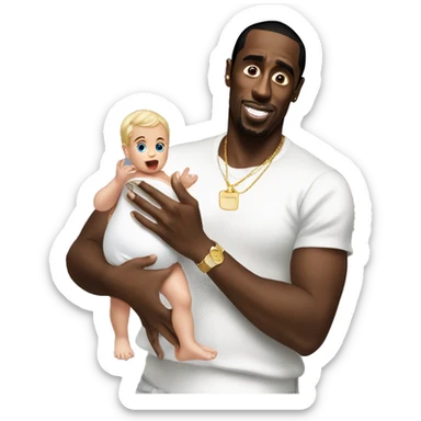 P diddy holding baby oil sticker