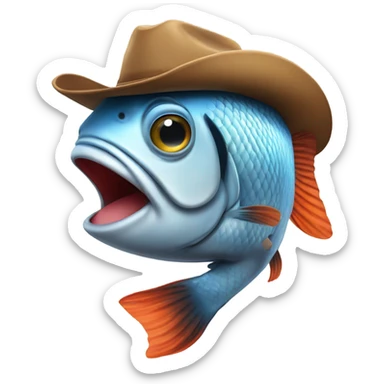 Fish with cowboy hat sticker