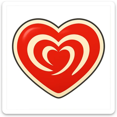 Edit Wall’s ice cream logo heart with red and white colors, smooth lines, no text. Create pulse animation frame 3 with the largest size. Sticker style for presentation on transparent background. sticker