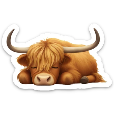 Highland cow sleeping sticker