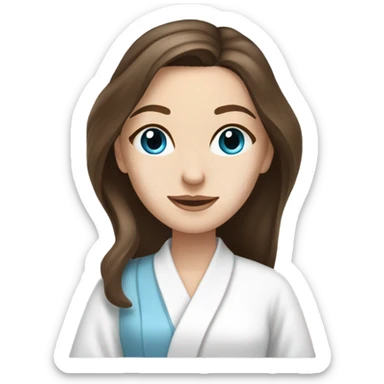 In Robe Spa day white girl brunette blue eyes freackles sticker