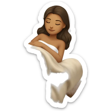 Brunette girl sleeping with tan skin and pillow and blanket  sticker