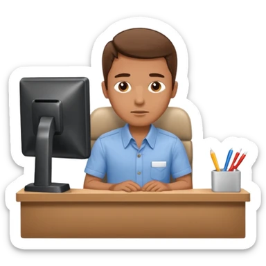 man thinking in receptionist form sticker