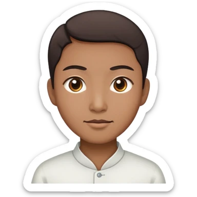 Person with Chinese appearance, darker skin tone, and narrow eyes, friendly expression sticker