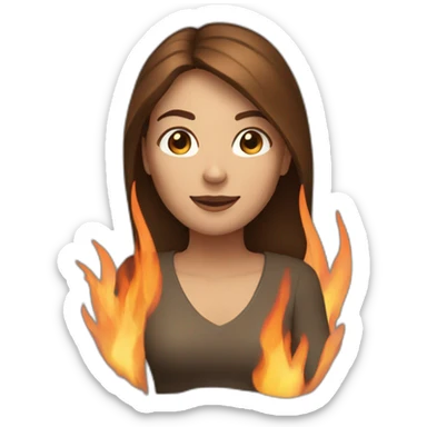 A women with warm brown hair holding fire in palm up sticker