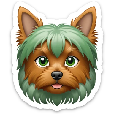 Yorkshire e gato tigrado cinza alaranjado de olhos verdes sticker