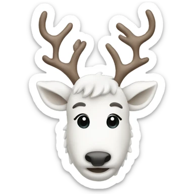 White cute reindeer sticker