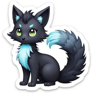 Kawaii dark edgy fantasy ethereal fursona Fakemon with tufted tail sticker