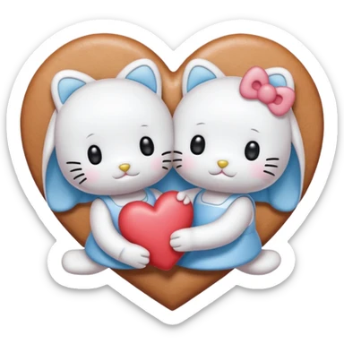 Hello kitty mit cinnamoroll machen zusammen ein Herz sticker