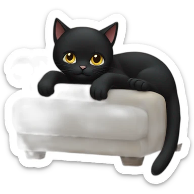 A black cat clawing at a sofa sticker