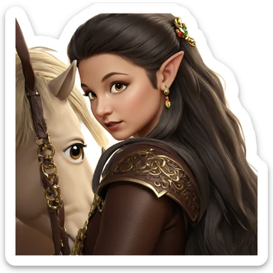 elf girl with horse jewelry sticker