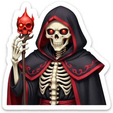 Ainz Ooal Gown skeletal overlord with red glowing eyes and dark robe sticker