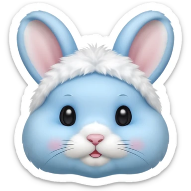 light blue cute rabbit head with chubby cheeks sticker