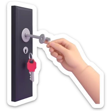 door being unlocked with hand turning key sticker
