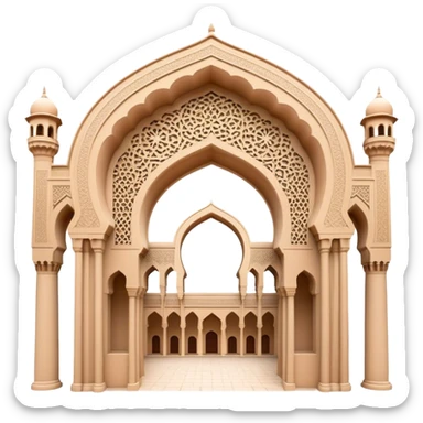 Cinematic Realistic Alhambra Landmark Emoji, capturing the intricate Moorish architecture, ornate arches. sticker
