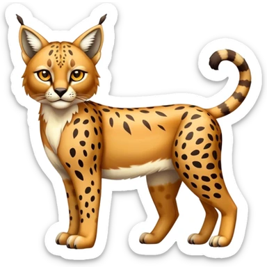 Cute cool shiny colorful bobcat-lynx-cheetah-caracal-animal-hybrid-Fakemon full body with patterns and markings sticker